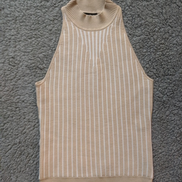 Bebe Striped Ribbed Sweater Turtle Neck - Picture 3 of 6